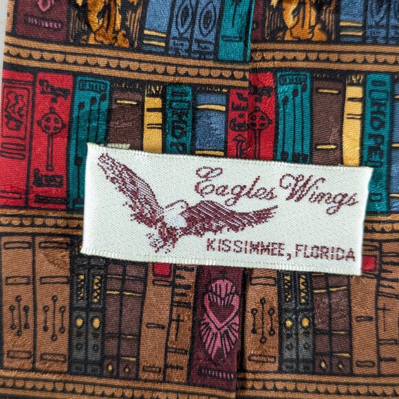100% silk Eagles Wings Florida Christia Religious Library Neck tie made in Korea - Picture 6 of 8